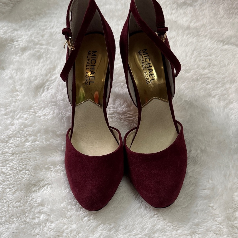 Michael Michael Kors Burgundy Red Ankle Strap Heels Sz 6.5